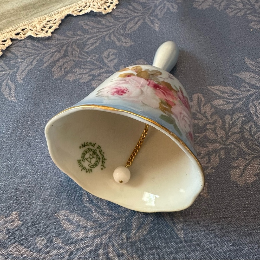 Nipoon Floral Blue and Gold Decorative Ceramic Bell - Picture 4 of 10